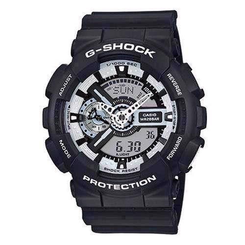 Image of Casio G-Shock sort resin med stål quartz multifunktion (5146) Herre ur, model GA-110BW-1AER